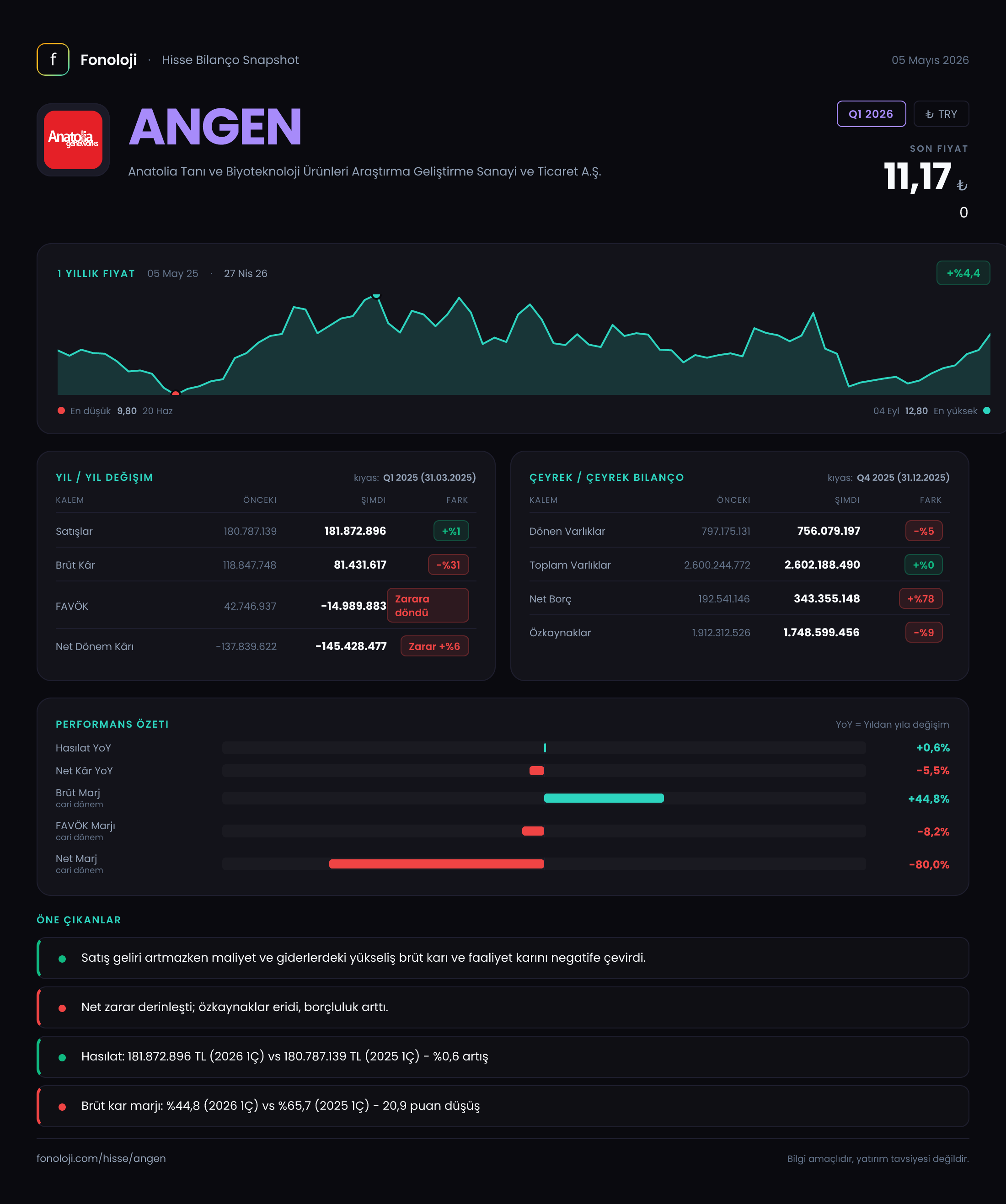 ANGEN Q1 2026 finansal rapor