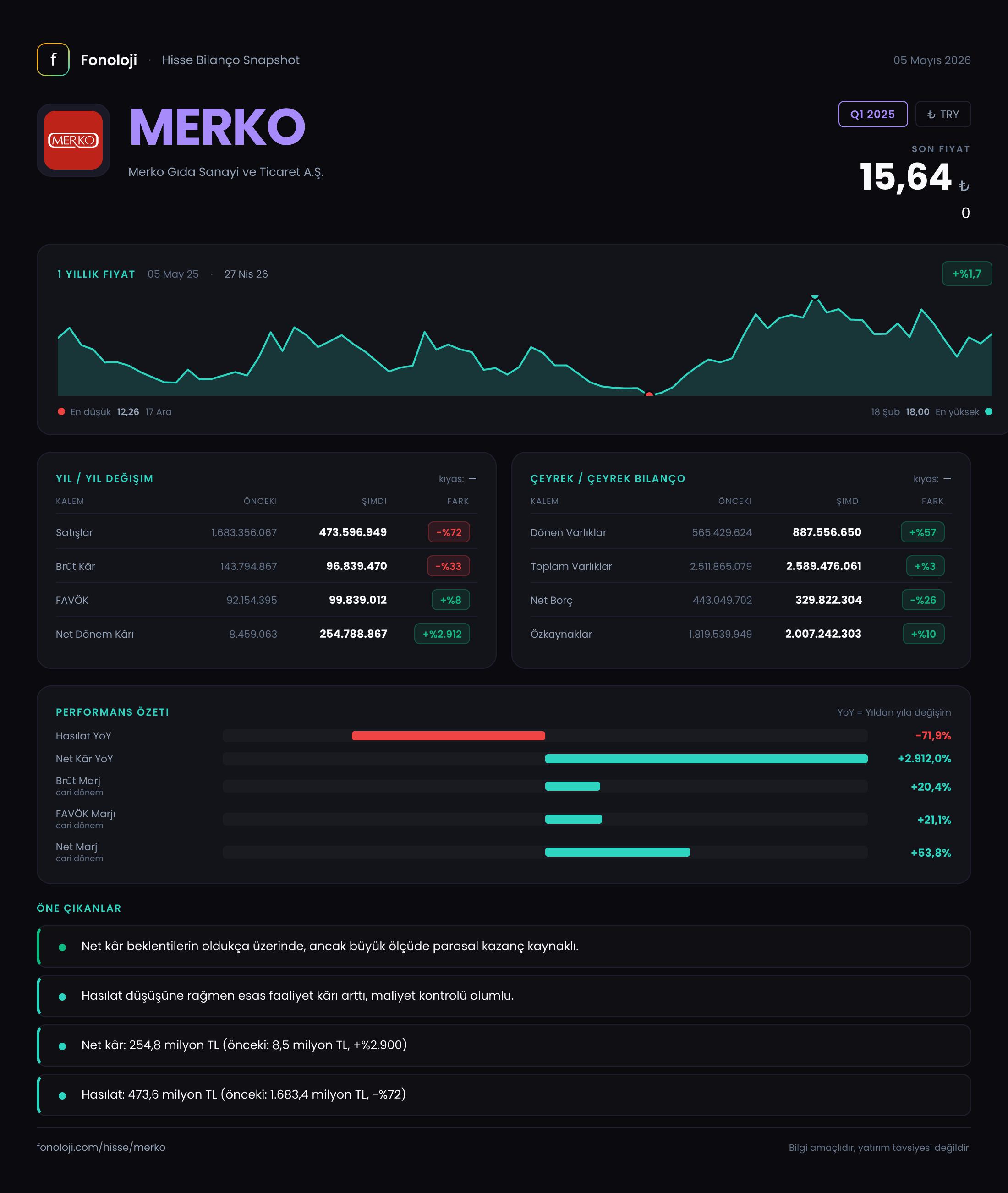 MERKO Q1 2025 finansal rapor