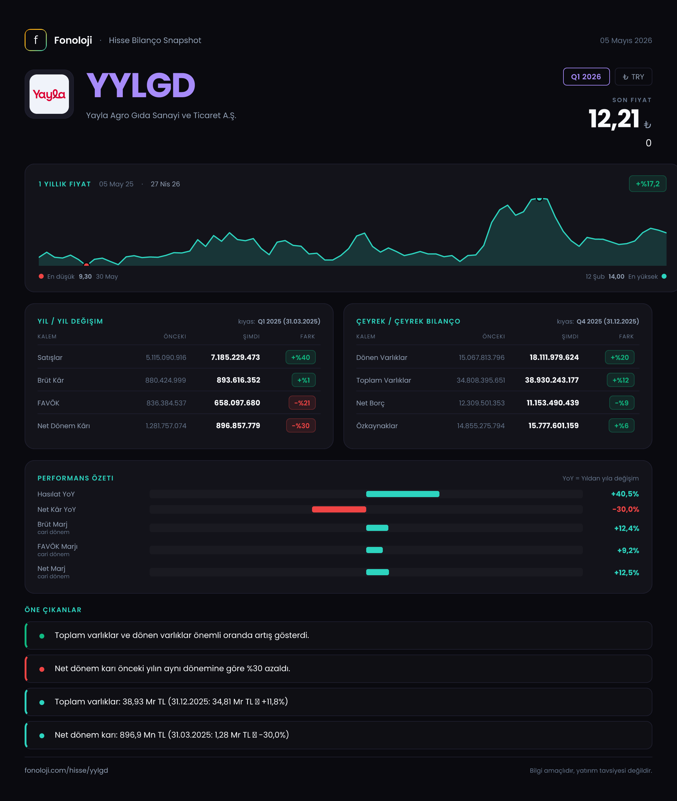 YYLGD Q1 2026 finansal rapor